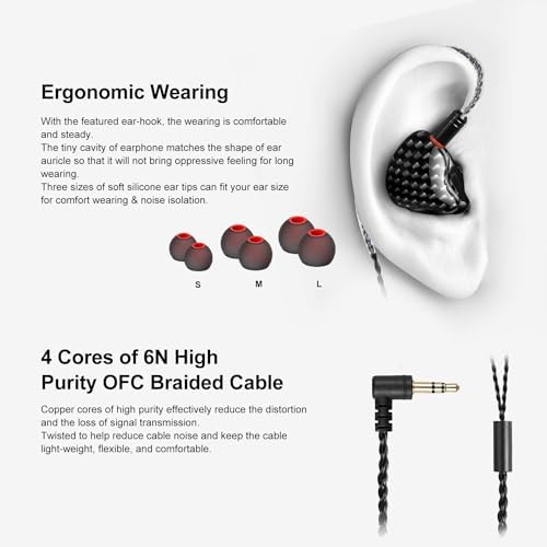 Premium Dual Driver In-Ear Monitors – High-Fidelity Wired Earbuds with MMCX Detachable Cables, Noise-Isolating Design for Musicians & Athletes – Stylish Wood Grain Finish, Ultimate Comfort & Compatibility