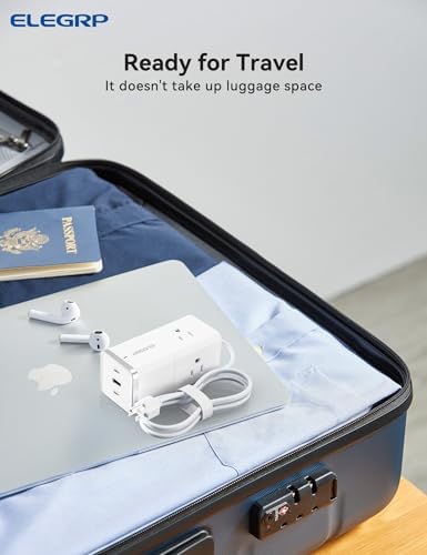 ELEGRP Surge Protector Power Strip with 3 AC Outlets & 3 USB Ports – 65 W Fast Charging USB-C Extension Cord, 5 FT Versatile Charging Station for Home and Office, Compact Design for Safe Device Protection