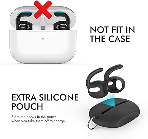 Aha Style Silicone Ear Hooks for Air Pods Pro – 3 Pairs of Anti-Slip Covers with Storage Pouch – Premium Earbud Accessories for Enhanced Comfort and Stability During Activities – Durable, Custom Fit Compatible with Apple Air Pods Pro (White)