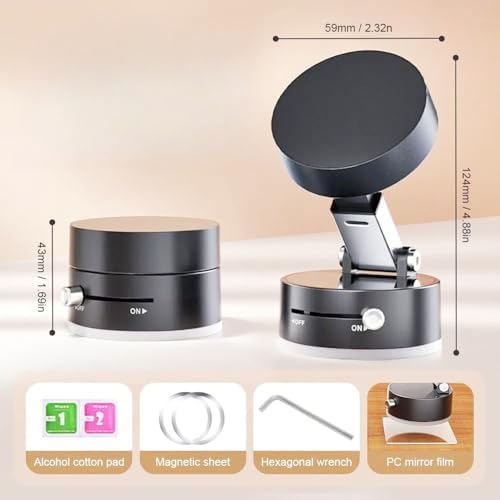 Vacuum Magnetic Phone Holder Stand & Suction Cup Mount for Car, Gym, Shower – Foldable Adjustable Double-Sided Strong Magnetic Adsorption, Universal for All Phones on Mirror/Smooth Surfaces (Black) – Enhanced Compatibility and Speed