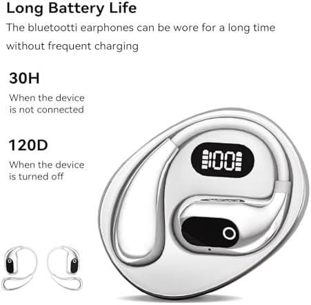 Discover the OWS Bluetooth 5.4 Open Ear Headphones – IPX5 Waterproof Wireless Earbuds with Secure Earhooks for Ultimate Comfort and 64-Hour Battery Life, Perfect for Active Lifestyles, Running, and Workouts – Stay Aware and Enjoy Superior Sound Quality in Blue.