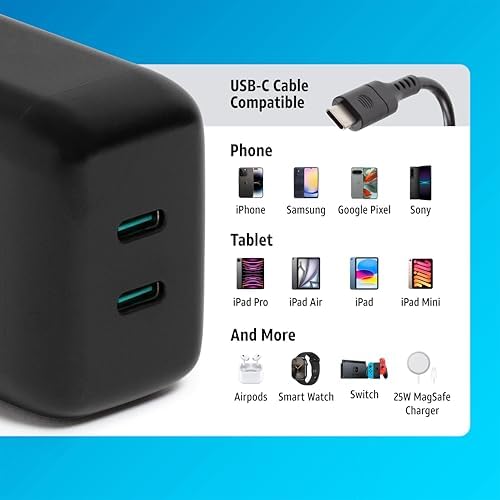 AT&T 40 W USB-C Fast Charging Wall Adapter – Ultimate Travel Companion with Foldable Prongs for i Phone, i Pad, Samsung Galaxy, Google Pixel & More – Universal Compatibility for Rapid Power Delivery Anytime, Anywhere