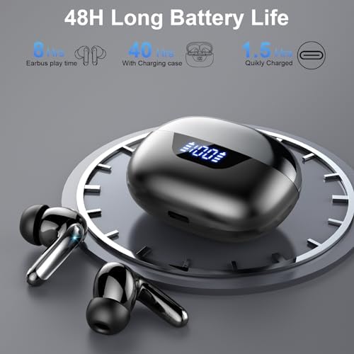 Advanced Bluetooth 5.3 Wireless Earbuds: 48-Hour Playtime, IP7 Waterproof, & Quad ENC Microphones for Crystal Clear Calls | Noise Cancelling In-Ear Headphones with LED Charging Case | Ultimate Sound Experience for Android & i OS | Ergonomic Design for Active Lifestyles