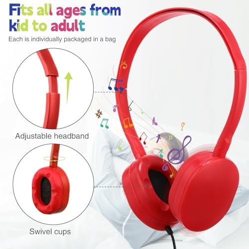 Elevate Classroom Engagement with Konohan Kids Headphones – Bulk 18-Pack Adjustable Wired Earphones for Students, Teens, and Adults, Offering Universal 3.5 mm Compatibility and Superior Sound Quality – Durable and Comfortable for All Learning Environments