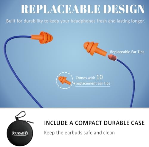Cuzabe OSHA-Compliant Bluetooth Earplug Headphones – Advanced Noise-Canceling Neckband Earbuds with 20-Hour Battery Life & Customizable Fit for Enhanced Workplace Audio Safety and Comfort