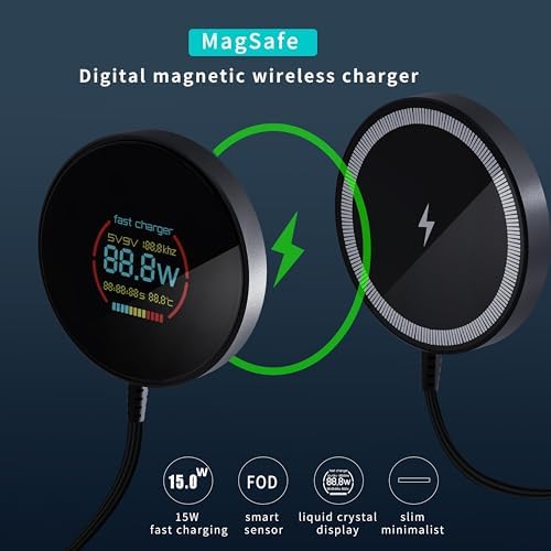 HYDGYC 15 W Mag Safe Wireless Charging Pad – Ultimate Fast Charging Solution for i Phone 16 Series & Air Pods – Sleek Black Design with 3.3 ft Cable – Effortless Magnetic Alignment for Tangle-Free Power – Compatible with i Phone Models 12, 13, 14 & More – Elevate Your Charging Experience with Reliable Speed and Style