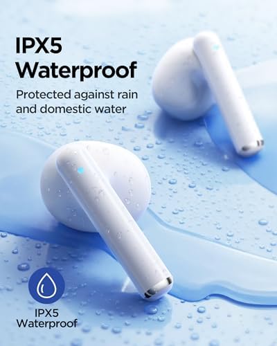 PISEN P1 Bluetooth 5.3 Wireless Earbuds – Featherweight Hi-Fi Stereo Headphones with IPX5 Waterproof Protection, Integrated Microphone for Seamless Hands-Free Communication, Ideal for Active Lifestyles and Daily Use – Sleek White Aesthetic for Superior Audio Performance