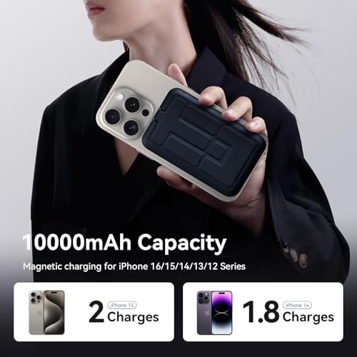 Sanag K69 5-in-1 Multifunctional Power Bank with Built-in AC Plug – 10000 m Ah High-Capacity Portable Charger for Seamless Multi-Device Charging, Magnetic Wireless Functionality, and Innovative Foldable Stand for Ultimate Convenience
