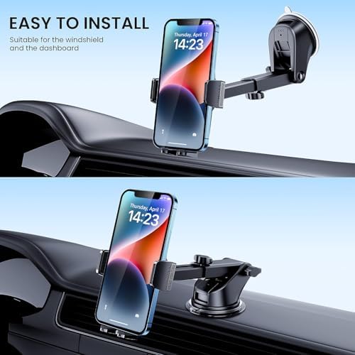 Military-Grade Suction Car Phone Holder – 3-in-1 Versatile Mount for Dashboard, Windshield & Air Vent – Universal Fit for i Phone & Android – Enhanced Stability with 360-Degree Rotation for Safe Navigation & Hands-Free Use