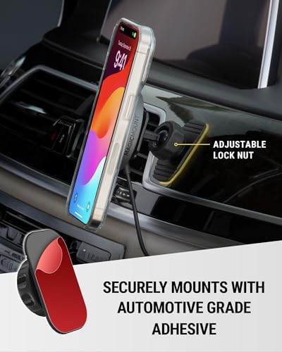 Scosche MPQMD-SP Magic Mount Charge Pro: Advanced 15 W Qi2 Fast Wireless Charging Mag Safe Car Mount for i Phone 16/15/14/13/12 Pro Max Plus – Sleek Dashboard Magnetic Holder for Effortless Charging and Driving Efficiency