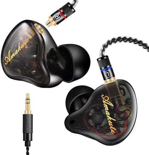 Premium Hi-Fi Dual Driver In-Ear Monitor Earbuds with Detachable Cable – Noise-Canceling Headset for Musicians, Singers & Audiophiles | Elegant Wood Grain Design for Superior Sound Isolation and Versatile Compatibility