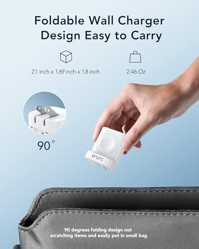 VRURC Portable Wireless Magnetic Charger for Apple Watch – 3-in-1 Travel Essential with PD 20 W Fast Charging, Compatible with i Phone 16/15/14/13 & Android Devices – Lightweight Design in Stylish Purple for Ultimate Convenience