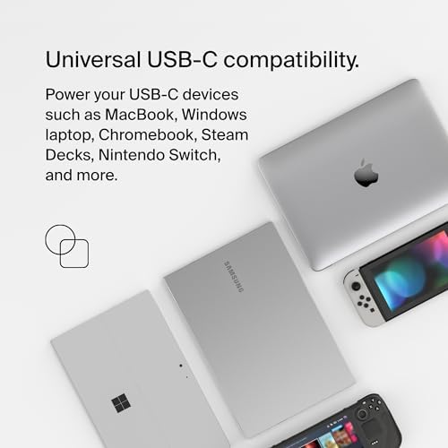 Belkin 100 W Ga N USB-C Power Adapter – Ultra-Fast Charging Solution with Universal Compatibility for Mac Book Pro, Windows, Chromebooks, and Gaming Consoles | Compact Design with 8 ft Power Cable | Enhanced Safety Features and 2-Year Warranty | Sustainable Tech Innovation