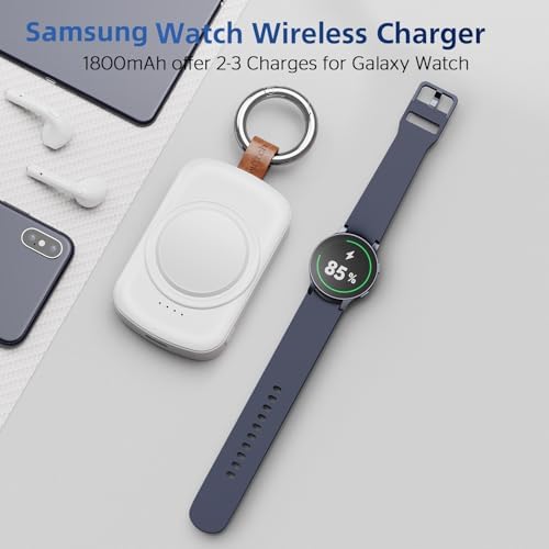 Sleek 1800 m Ah Magnetic Wireless Charger for Samsung Galaxy Watch Series – Ultimate On-the-Go Power Solution for Galaxy Watch 7/Ultra/6/6 Classic/5/5 Pro/4/3/Active 2/1 – Fast, Compact, and Stylish Charging Accessory for Your Smartwatch Lifestyle