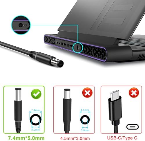 Dell 65 W USB-C Laptop Charger – High-Speed Replacement for XPS, Chromebook, Latitude, and Inspiron Models – Dual Compatibility for Home and Office Use – Enhanced Power Delivery (PD 3.0) for Efficient Charging – Ideal AC Adapter for Work and Travel