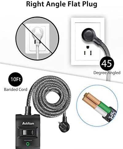 Dual Pack Surge Protector Power Strip with 5 Spacious Outlets and 3 Fast USB Ports – 1875 W/15 A Capacity for Home Office Efficiency, 6 Ft Durable Braided Cord, Smart Overload Protection, Wall Mountable Flat Plug Design for Optimal Space Utilization and Device Safety