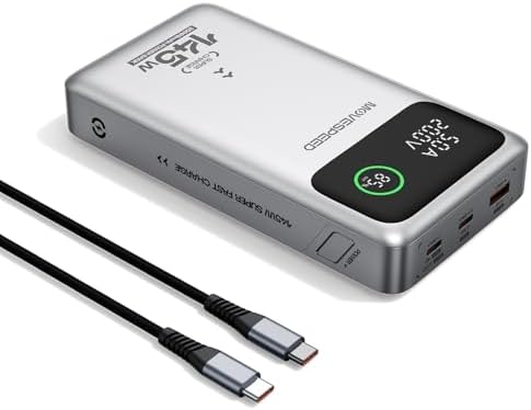 MOVE SPEED 145 W High-Capacity Laptop Power Bank – 25,000 m Ah Portable Charger with PD 3.1, 240 W Type-C Cable & Smart Display for Optimal Device Compatibility – FAA-Approved, Ultra-Fast Charging Solution for i Phone, Mac Book, Galaxy & More – Essential Travel Companion with 36-Month Warranty This powerful portable power bank meets stringent FAA and TSA regulations, ensuring safe travel for frequent flyers. With a massive 25,000 m Ah capacity, it delivers multiple charges for your essential devices, including 4 full charges for i Phone 16 and 3 for Galaxy S24. Experience ultra-fast charging with a single 140 W USB-C output that charges a 16-inch Mac Book Pro to 56% in just 30 minutes. The included 240 W-rated Type-C cable guarantees maximum efficiency, while the intelligent display provides real-time insights into battery percentage and charging status. Featuring a dynamic triple-port design, this charger ensures simultaneous charging for two devices, making it the ultimate solution for your on-the-go lifestyle. Benefit from a comprehensive 36-month protection plan for peace of mind with your purchase.