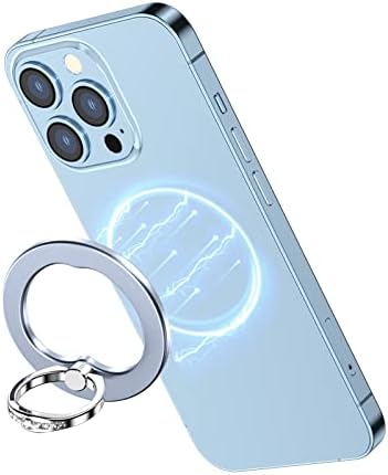 Premium AUROX Magnetic Phone Ring Holder for i Phone 16/15/14/13/12 – Ultra-Strong Aluminum Alloy Grip with N52 Magnets, 360° Rotatable & 180° Flip Design, Versatile Stand for Secure One-Handed Use, Effortless Wireless Charging Compatibility, Ideal for Magsafe Users – Silver Finish for Enhanced Style and Functionality