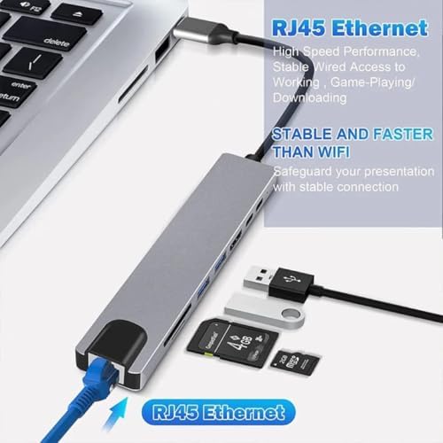 Unleash Your Productivity with the All-in-One 8-in-1 USB-C Hub Docking Station – Featuring 4 K@60 Hz HDMI, Gigabit Ethernet, 100 W Power Delivery, Dual USB Ports, and SD/TF Card Reader for Effortless Device Connectivity and Enhanced Workflow Efficiency