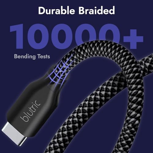 Transform Your Power Management with Blutric’s 120 W USB-C to USB-C Cable Duo – Robust 2 m Braided Cables for Ultra-Fast Charging & Seamless Data Transfer, Compatible with i Phone 15, Samsung S23, i Pad, Mac Book, & PS5 – Perfect for Professionals & Gamers, Engineered for 10,000+ Bend Durability