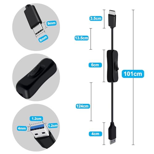 Premium USB C to USB Cable with On/Off Switch – High-Speed 5 Gbps Data Transfer & Power Supply for Laptops, PCs, Phones, and Cars (1.5 m / 4.9 FT) – Versatile Connectivity Solution for Enhanced Efficiency and Convenience