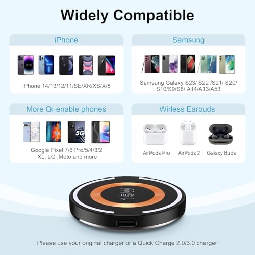 Magnetic Fast Wireless Charger for Android & i Phone – Universal Charging Pad for Car & Home – Compatible with i Phone 15/16/14/13/12, Google Pixel 8 Pro, Samsung Galaxy S24/S23/S22/S21/S20 – Rapid Charge with Overheat Protection – Sleek Design for On-the-Go Convenience