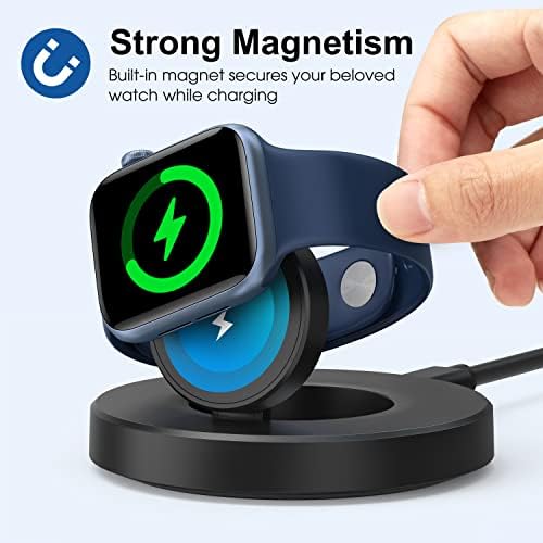 Sleek Sky Blue Portable Magnetic Charging Dock for Apple Watch – Fast Wireless Charger with Nightstand Mode, Compatible with Series 10, 9, 8, 7, SE, 6, 5, 4, 3, 2, Ultra 2 – Travel-Friendly Design with Premium Charging Cable for Effortless Power and Style