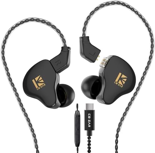 YINYOO KBEAR KS1 Wired In-Ear Monitors – Premium High-Resolution Noise-Canceling Earbuds for Musicians and Audiophiles – Unmatched Bass Performance and Crystal Clear Audio – Ergonomically Designed for Comfort and Wide Device Compatibility – Ideal for Live Performances and Everyday Listening