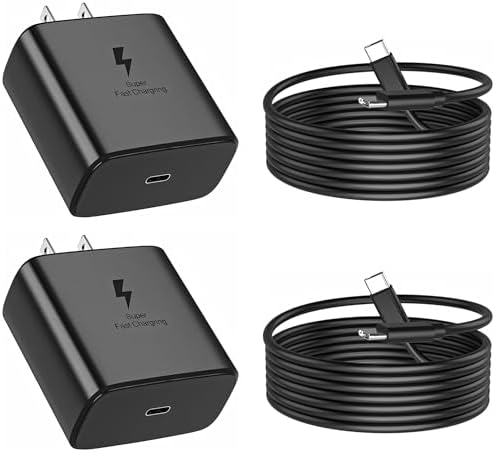 Ultra-Fast 2025 45 W USB-C Charger Duo for Samsung Galaxy – Dual-Pack Type-C Fast Charging Cords for S25, S24, S23 & S20 Series – Superior Compatibility and Rapid Power Restore for Android Devices