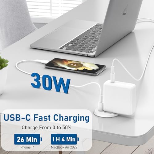 Revolutionize Your Workspace with the 2-Inch Desk Power Grommet Featuring PD 20 W USB-C Fast Charging, Ultra-Flat Plug Design, and Recessed Outlet for Seamless Cable Management – Perfect for Home or Office Use with 6 ft Power Cable (White)