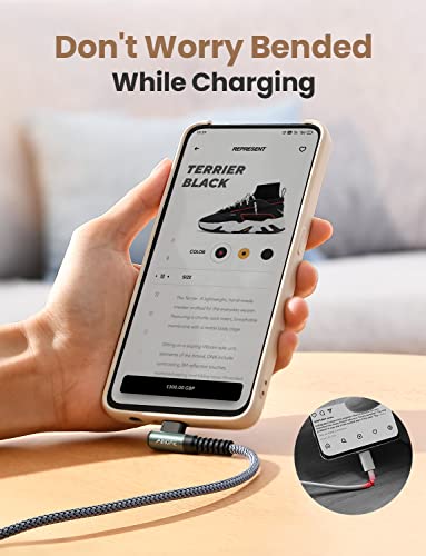 AINOPE Right Angle USB C Cable – 2-Pack (10 ft + 10 ft) Fast Charging 3.1 A Nylon Braided Charger for Enhanced Device Compatibility, Ideal for Gaming and Multitasking, Durable Black Design