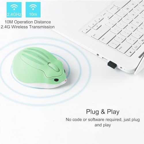Adorable CHUYI Hamster Wireless Silent Mouse – 1200 DPI Lightweight Cordless Computer Mouse for Kids, Perfect Gift for Home, School & Travel – Fun & Functional Design in Light Blue