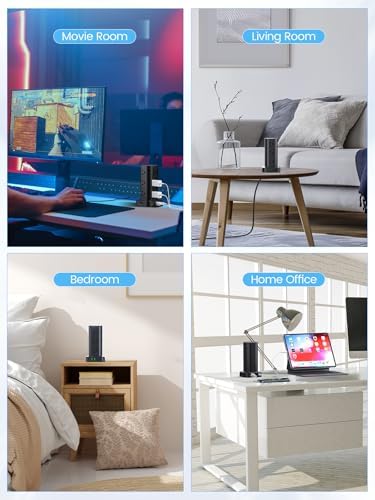 Ultimate Tower Power Strip Surge Protector – 12 AC Outlets & 4 High-Speed USB Ports (2 USB-C) with 6 FT Flexible Extension Cord – Versatile Charging Station for Home, Office, Dorm & Travel (Black) – Unmatched Safety & Space-Saving Design