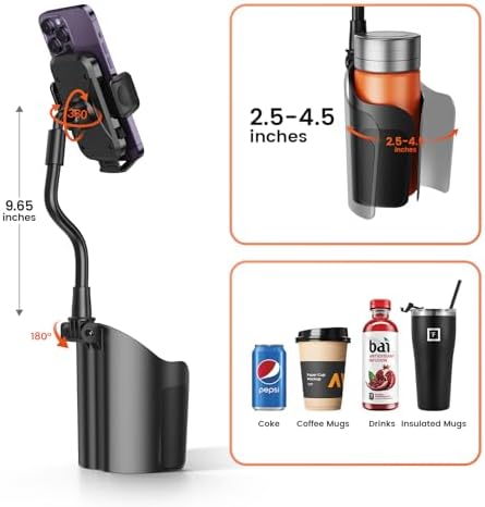 Innovative 360° Gooseneck Cup Holder Phone Mount for Cars – Universal Smartphone Holder for i Phone, Samsung & More – Enhance Driving Safety, Navigation Ease, and Hands-Free Connectivity