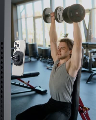 APPS2 Adjustable Magnetic Phone Holder – Dual Mount with Durable Alloy Base for Gym and Automotive Use – Perfect for Mag Safe i Phone 12-16 Series – Secure, Hands-Free Navigation and Workout Companion with Optimal Viewing Angles