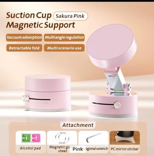 Adjustable Phone Stand with On/Off Switch, 360° Rotation, Fordable and Portable with Multipurpose Phone Holder for Car, Home, Office Available in Black, White, Pink (White) – Enhanced Compatibility and Speed