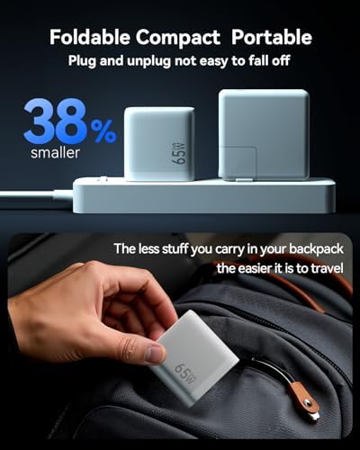 High-Performance 65 W USB-C Charger with 3 Ports & 6 FT Nylon Braided Cable – Compact Ga N Fast Charging Solution for Mac Book, i Phone 16/15, Galaxy S24/S23, i Pad Pro, Pixel 8 – Ultimate Portability & Enhanced Device Longevity