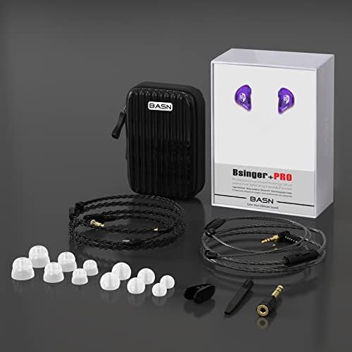 BASN Bsinger Professional Dual Driver In-Ear Monitor Headphones – Hi-Fi Sound Quality Earbuds with Built-in Mic for Musicians and Drummers (Black, 2-Pin) – Superior Comfort and Durability for Live Performances