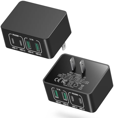 Costyle 40 W Dual USB-C & USB-A Charger Block 2-Pack – Ultra-Fast Compact Wall Adapter for i Phone 15/14/13/12/11 Pro, i Pad, Air Pods & Samsung Devices – Versatile QC+PD 3.0 Technology for Rapid Multi-Device Charging and Space-Saving Portability