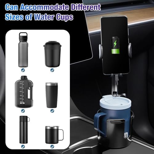 Ultimate 15 W Fast Charging Cup Holder Phone Mount with Auto-Clamping Technology – Adjustable Base for All Smartphones, 360° Rotation for Optimal Viewing, Complete with Car Adapter for Enhanced Portability and Connectivity