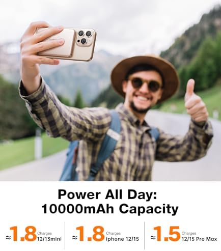 TORRAS Ultra-Slim Magnetic Wireless Power Bank – 10,000 m Ah Fast Charging Portable Charger for i Phone 16/15/14/13/12 in Glacier Gray – Lightweight Design with 22.5 W Quick Charge & USB-C Cable for Ultimate Convenience and Compatibility