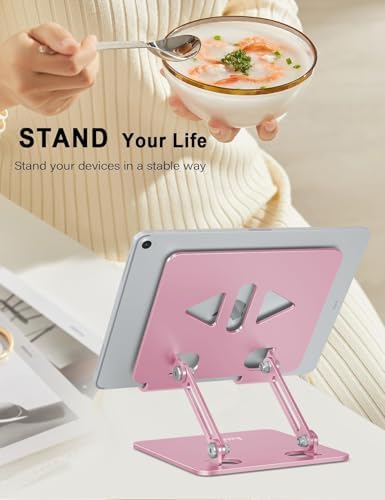 Versatile Adjustable Aluminum Tablet Stand Holder – Foldable and Lightweight Desktop Mount for i Pad Pro 12.9, i Pad Air, Mini, Samsung Galaxy Tabs, and Kindle Fire (4-12 inch) – Enhanced Stability and Comfort for Optimal Viewing Experience in Purple