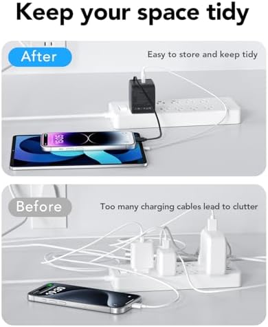 Rapid 35 W Ga N USB Wall Charger with Retractable Lightning Cables – Portable and Sleek Charging Solution for i Phone 14/13/12 & i Pad – Tangle-Free Design for Effortless Travel and Enhanced Compatibility with Apple Devices