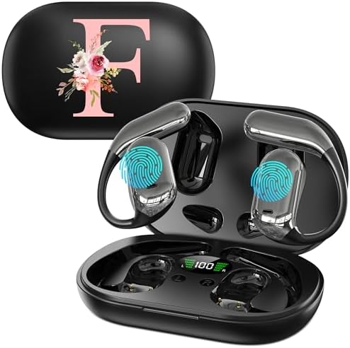 Floral Initial Personalized Wireless Earbuds with Advanced AI Language Translation – Premium Noise Cancelling Bluetooth Headphones for Stylish Communication – Ideal Mother’s Day Gift for Tech Enthusiasts and Culture Lovers