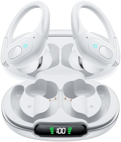 90-Hour Bluetooth Wireless Earbuds – Sweatproof Sport Earphones with Secure Earhook & LED Display Charging Case – Unmatched Sound Quality for Active Lifestyles – Ideal for Intense Workouts & Outdoor Adventures Compatible with i OS & Android Devices