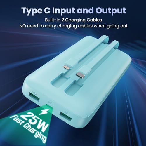 High-Capacity 40,800 m Ah Portable Charger with Built-in Cables and LCD Display – 25 W PD & QC 4.0 Fast Charging Power Bank for i Phone 16/15/14 and Android Devices (Green) – Ultimate On-the-Go Charging Solution with Enhanced Compatibility and Durability