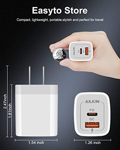20 W Dual-Port USB-C Wall Charger – Fast Charging Power Adapter for i Phone, Samsung Galaxy, Google Pixel, and More – Compact & Reliable Power Delivery for Simultaneous Device Charging – Essential Tech Accessory for Home & Travel