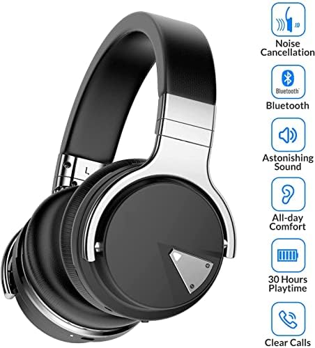 Silensys E7 Elite Wireless Over-Ear Headphones: Unmatched Active Noise Cancellation, Deep Bass Sound Experience, Luxurious Protein Ear Cushions, 30-Hour Battery Life – Your Perfect Bluetooth Companion for Travel, Work, and Daily Adventures in Elegant Black Design
