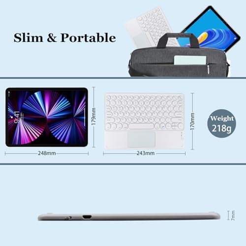 Portable Wireless Bluetooth Keyboard with Touchpad – 10-Inch Rechargeable Slim Design for i Pad Pro, Air, Mini & More | Stylish Purple Finish for Enhanced Productivity on i OS, Android & Windows Devices