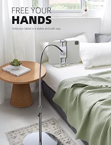 Adjustable 63″ Lamicall Gooseneck Tablet Floor Stand – Sturdy 10.6 lb Base for 4.7-13″ Devices – Ideal Hands-Free Solution for i Pad Pro, Galaxy Tab, Kindle & Smartphones – Enhance Comfort and Ergonomics for Seamless Multitasking